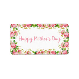 ピンク色彩の鮮やかヴィンテージバラ- Happy Mother's Day ラベル