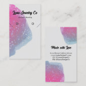 ピンク色彩の鮮やか(ばちゃばちゃ)跳ねるネックレスイヤリングジュエリー 名刺 (正面/裏面)