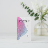 ピンク色彩の鮮やか（ばちゃばちゃ）跳ねる3イヤリングセットジュエリー 名刺 (スタンド正面)