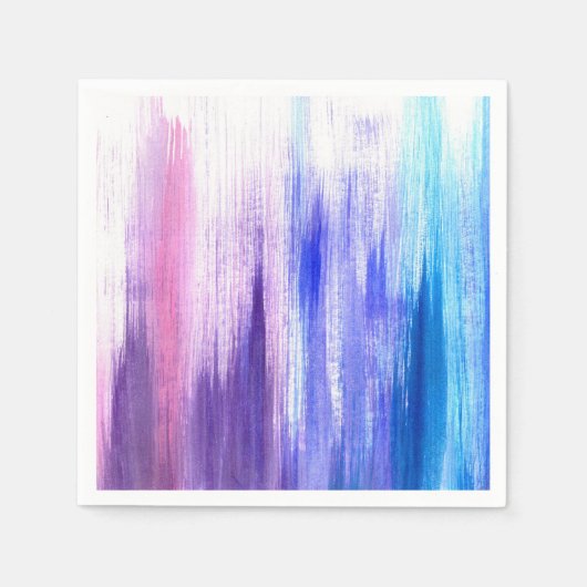 ピンク色絵を描紫のブ絵を描ラシクの水色 スタンダードカクテルナプキン (正面)