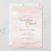 ピンク色金ゴールド結婚型ブランチ 招待状 (正面)