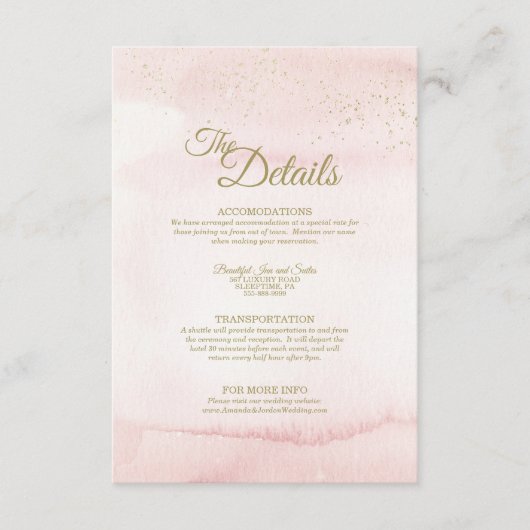 ピンク色金ゴールド結婚型詳細 エンクロージャーカード (正面)