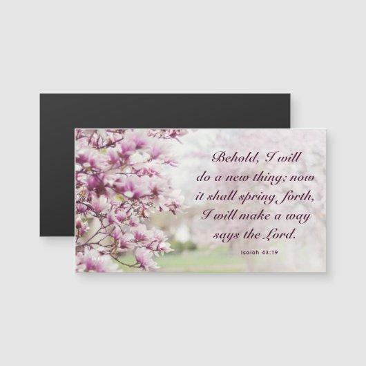 ピンク花の写真インスパイア引用文磁石 (正面/裏面)