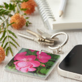 ピンク花の写真 キーホルダー (正面右)