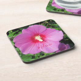 ピンク花の写真 コースター
