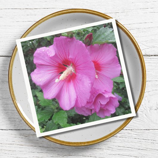 ピンク花の写真 スタンダードカクテルナプキン