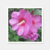 ピンク花の写真 スタンダードカクテルナプキン (正面)