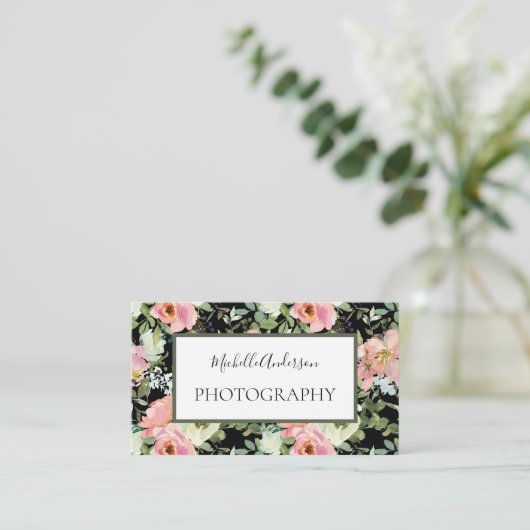 ピンク花の写真 名刺 (スタンド正面)