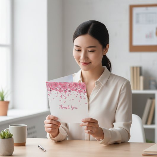 ピンク花びらありがとう ノートカード