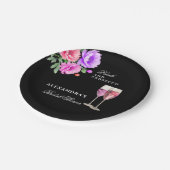 ピンク花びらとプロセッコピーニーブライダルシャワー ペーパープレート (アングル)