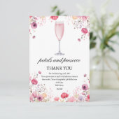ピンク花びらとプロセッコブライダルシャワー サンキューカード (スタンド正面)