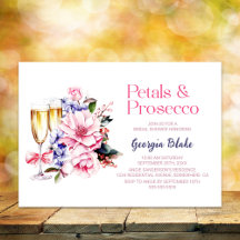 ピンク花びらとプロセッコブライダルシャワー