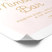 ピンク花びらとプロセッコミモサバー標識 ポスター (角)