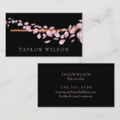 ピンク花びらフルート先生名刺 名刺 (正面/裏面)