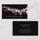 ピンク花びらフルート先生名刺 名刺 (正面/裏面)