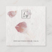 ピンク花びら手作り紙スタッドイヤリングディスプレイ スクエア名刺 (正面)