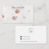 ピンク花びら手作り紙スタッドイヤリングディスプレイ 名刺 (正面/裏面)