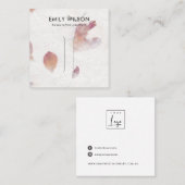 ピンク花びら手作り紙ヘアクリップ表示カード スクエア名刺 (正面/裏面)