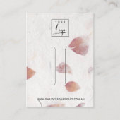 ピンク花びら手作り紙ヘアクリップ表示カード 名刺 (正面)