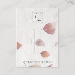 ピンク花びら手作り紙ヘアクリップ表示カード 名刺