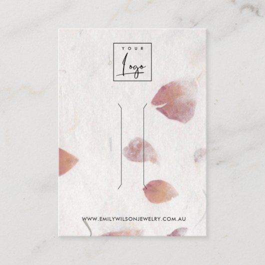 ピンク花びら手作り紙ヘアクリップ表示カード 名刺 (正面)