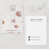 ピンク花びら手作り紙ヘアクリップ表示カード 名刺 (正面/裏面)