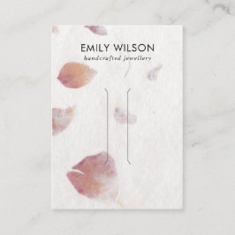 ピンク花びら手作り紙ヘアクリップ表示カード 名刺