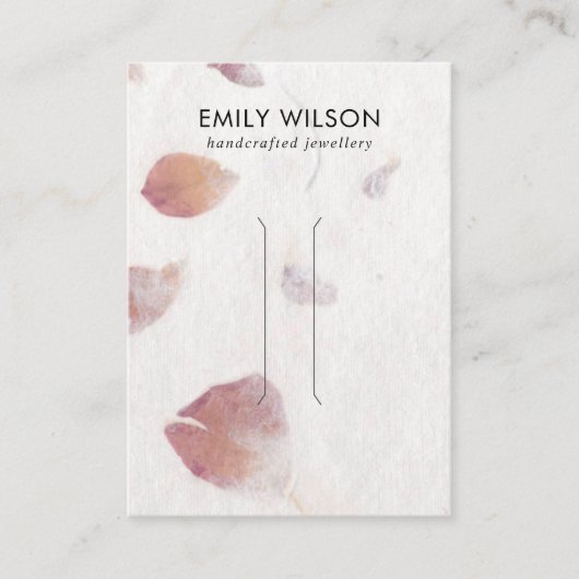 ピンク花びら手作り紙ヘアクリップ表示カード 名刺 (正面)