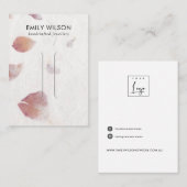 ピンク花びら手作り紙ヘアクリップ表示カード 名刺 (正面/裏面)