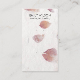ピンク花びら手作り紙ヘアクリップ表示カード 名刺