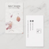 ピンク花びら手作り紙2スタッドイヤリングディスプレイ 名刺 (正面/裏面)