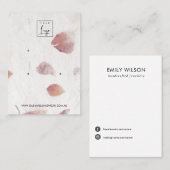 ピンク花びら手作り紙2スタッドイヤリングディスプレイ 名刺 (正面/裏面)