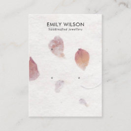 ピンク花びら手作り紙2スタッドイヤリングディスプレイC 名刺