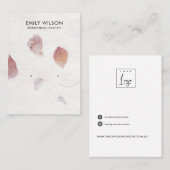 ピンク花びら手作り紙2スタッドイヤリングディスプレイC 名刺 (正面/裏面)