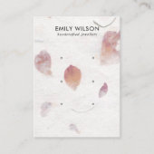 ピンク花びら手作り紙3スタッドイヤリングディスプレイ 名刺 (正面)