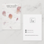 ピンク花びら手作り紙3スタッドイヤリングディスプレイ 名刺 (正面/裏面)