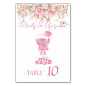 ピンク花びら&プロセッコブライダルシャワーテーブルカード テーブルナンバー (裏面)