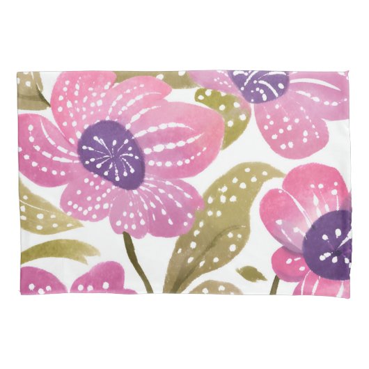 ピンク花びら 枕カバー (正面)