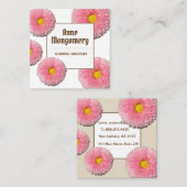 ピンク花ズスクエアビジネスカード スクエア名刺 (正面/裏面)