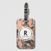 ピンク花崗岩ロックモノグラム ラゲッジタグ (正面縦)