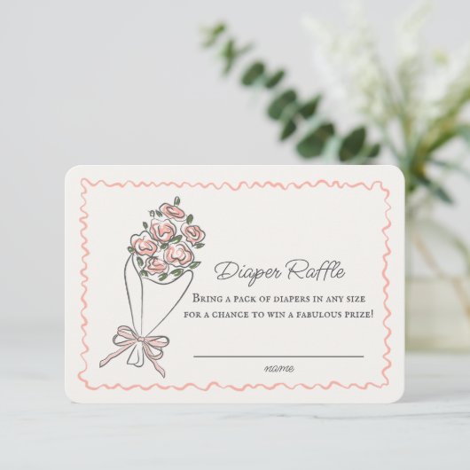 ピンク花市場フローラおむつラッフルインサート エンクロージャーカード (スタンド正面)