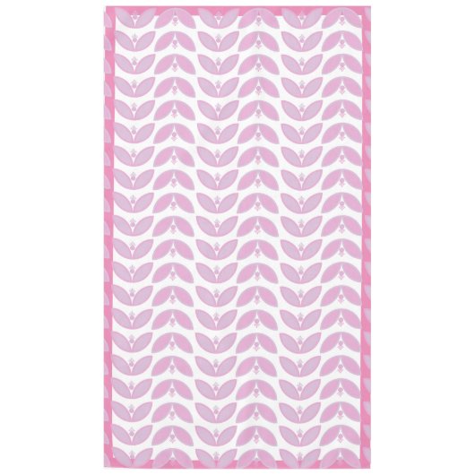 ピンク花弁波形の植物模様 テーブルクロス (正面)