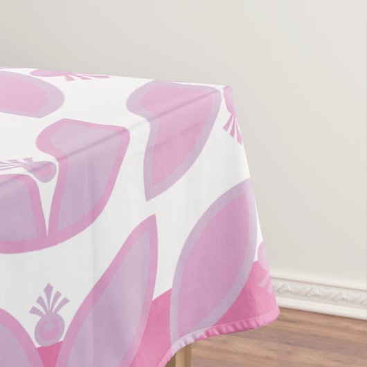 ピンク花弁波形の植物模様 テーブルクロス (インサイチュ)