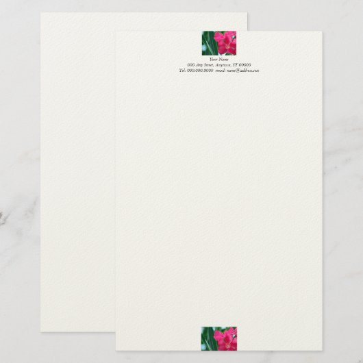 ピンク花文房具 便箋 (正面/裏面)