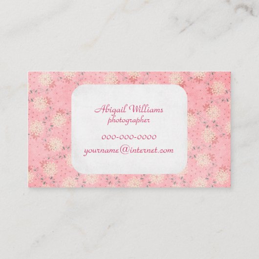 ピンク花柄コピー宇宙 名刺 (裏面)