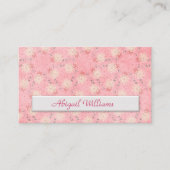 ピンク花柄コピー宇宙 名刺 (正面)