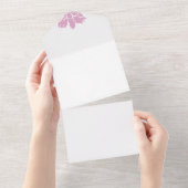 ピンク花柄デザインエレガント – フラワーアート オールインワン招待状 (貼ってはがせる)