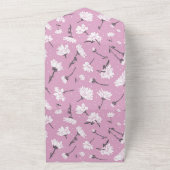 ピンク花柄デザインエレガント – フラワーアート オールインワン招待状 (外側)