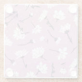 ピンク花柄デザインエレガント – フラワーアート ガラスコースター (裏面)