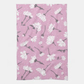 ピンク花柄デザインエレガント – フラワーアート キッチンタオル (縦)